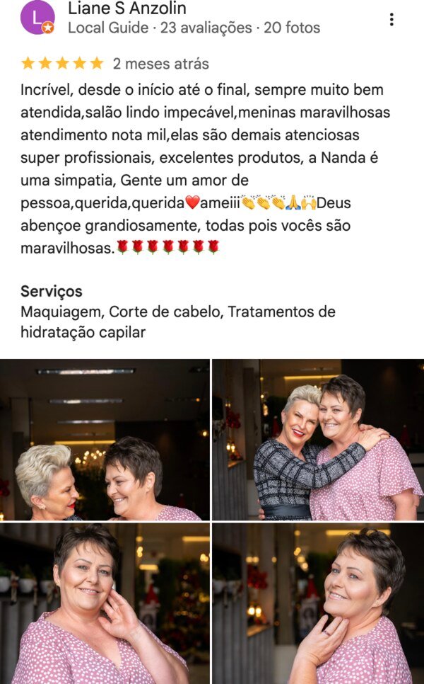Avaliação 5 estrelas no Google — Nanda & Cia