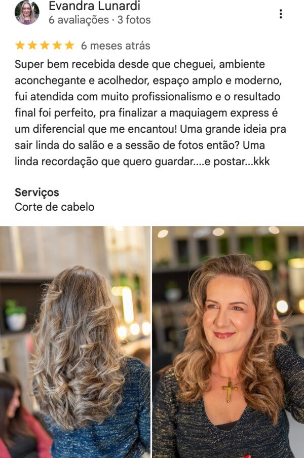 Avaliação 5 estrelas no Google — Nanda & Cia