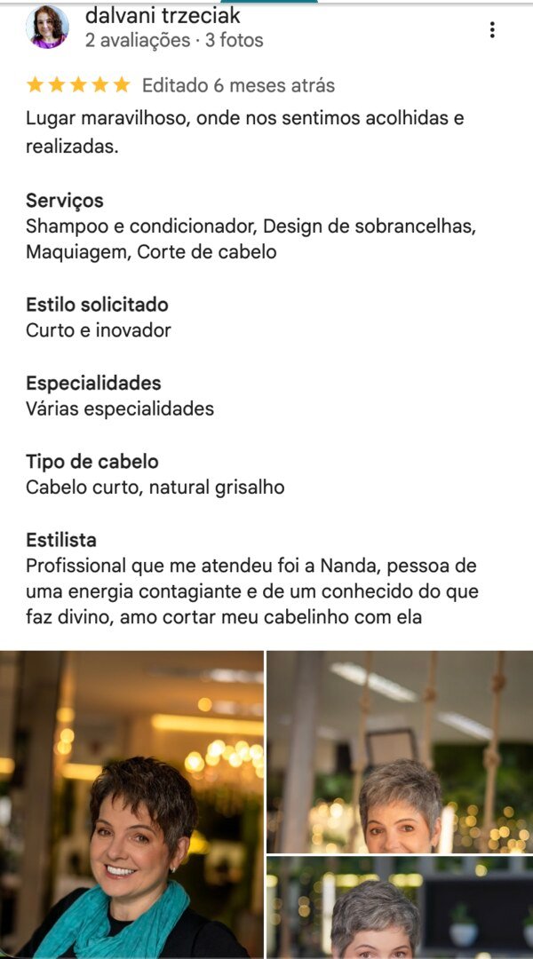 Avaliação 5 estrelas no Google — Nanda & Cia