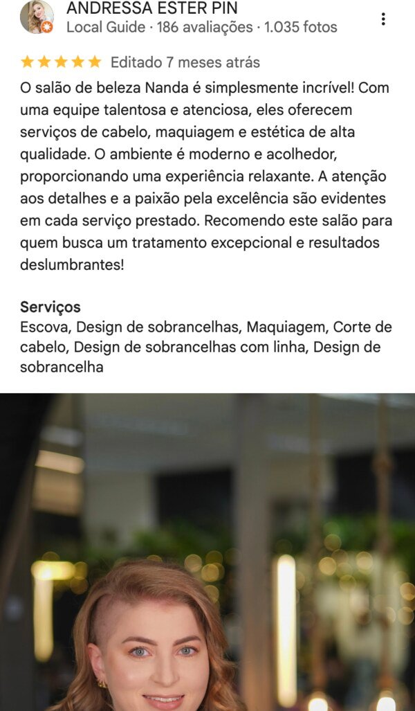 Avaliação 5 estrelas no Google — Nanda & Cia