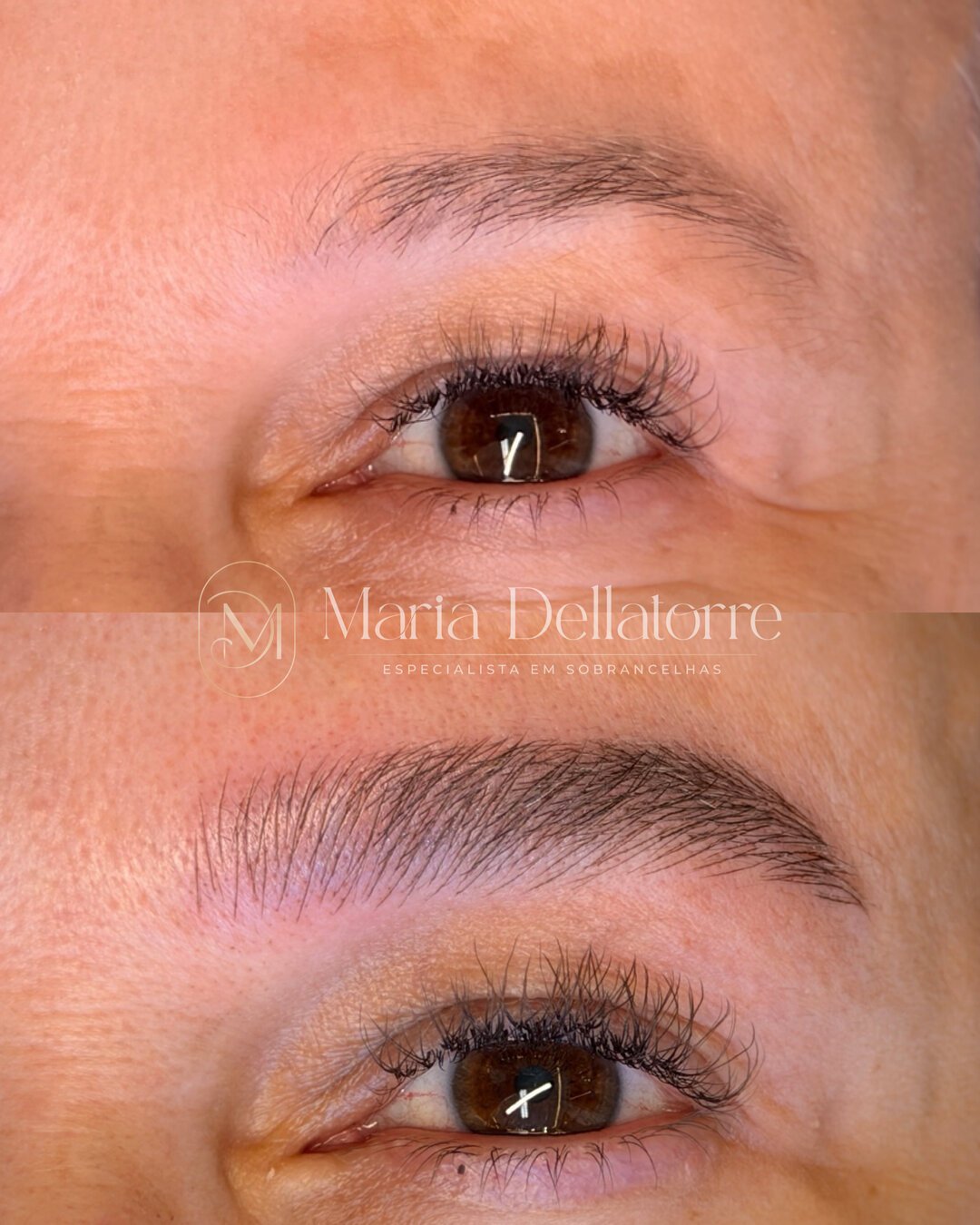 Design de sobrancelhas antes e depois por Maria Dellatorre em Chapecó