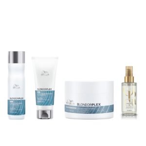 Kit BlondorPlex Wella Shampoo 250ml Cond Máscara 150ml + Óleo Oil Reflections Light 100ml