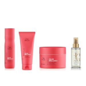 Kit Brilliance Wella Shampoo 250ml Cond Máscara 150ml + Óleo Oil Reflections Light 100ml
