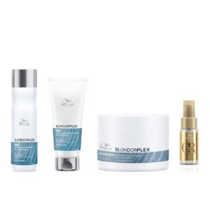 Kit BlondorPlex Wella Shampoo Cond Máscara + Óleo 30ml