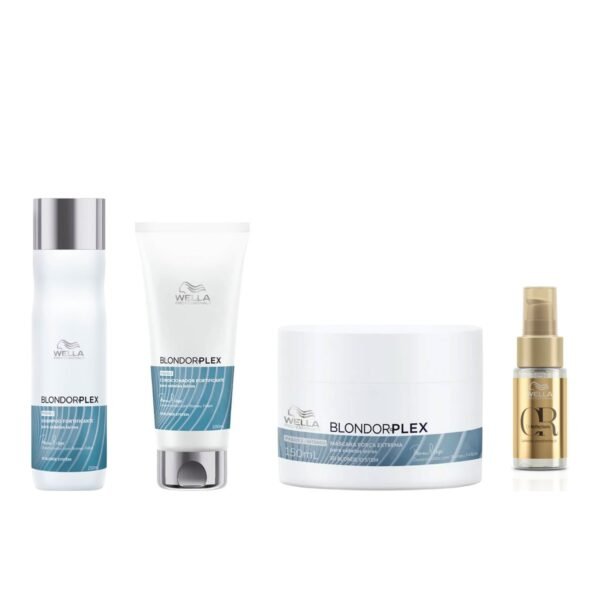 Kit BlondorPlex Wella Shampoo Cond Máscara + Óleo 30ml