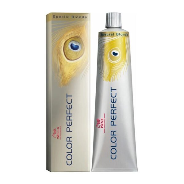 Caixa e bisnaga da coloracao Wella Color Perfect Special Blonde