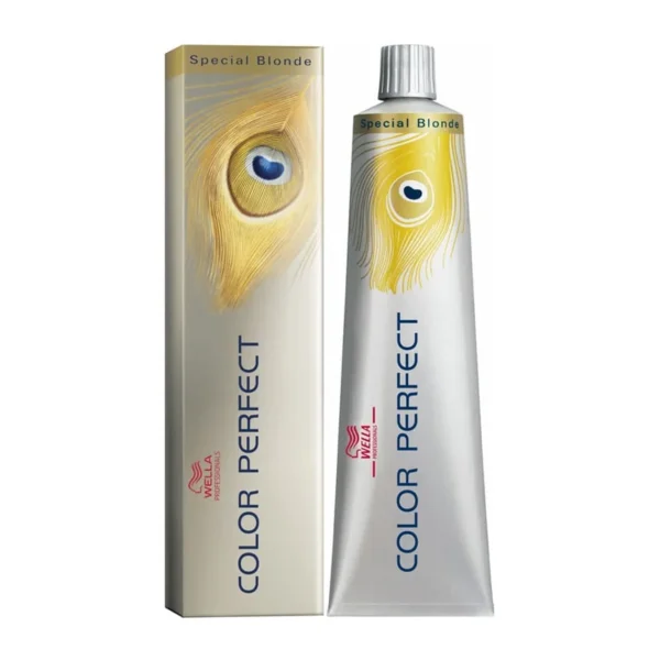 Caixa e bisnaga da coloracao Wella Color Perfect Special Blonde
