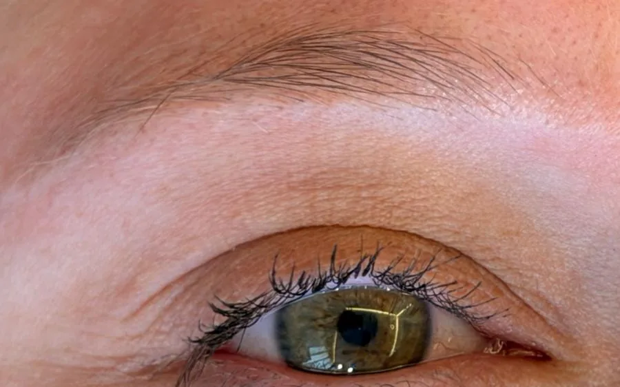 Mesma sobrancelha depois da sessão, pigmento clareado e mais natural